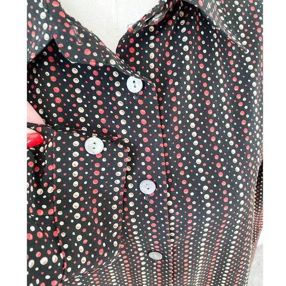 Vintage Liz Baker dotted striped padded shoulder button-down blouse size 16 XL - Picture 2 of 8